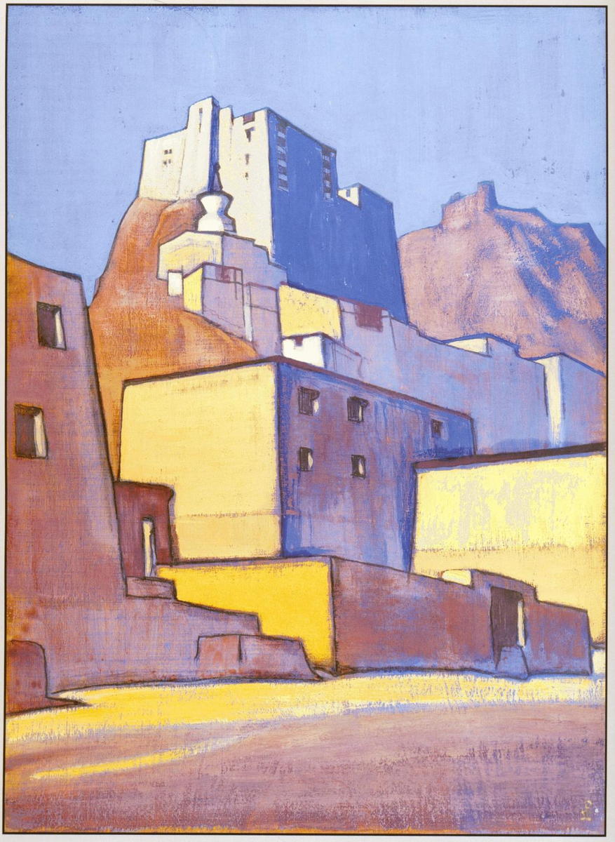 Н.К.Рерих. Дзонг Ладака. 1925. Фанера, темпера. 40,4 х 29,3 см.