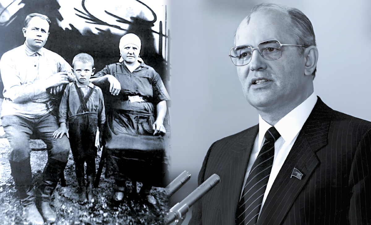 Будущий Генсек с бабушкой и дедом.