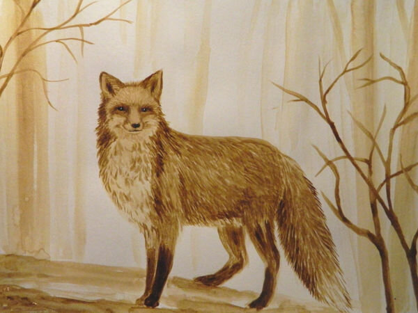 Лиса. Взято отсюда https://www.livemaster.ru/topic/3075605-videourok-risuem-lisa-kofejnoj-kraskoj