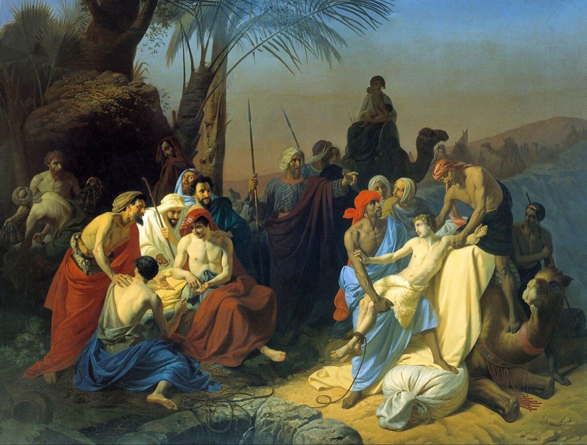 Дети Иакова продают своего брата Иосифа. 1855. Холст, масло. 234 x 306, Государственный Русский музей, С.-Петербург, Флавицкий Константин Дмитриевич, 1830 - 1866