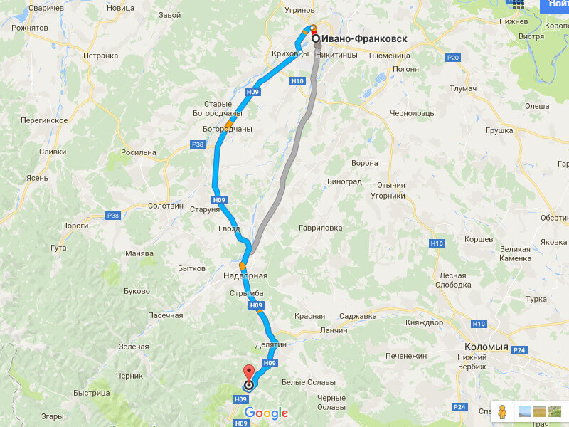 г.Надворная и с. Стрымба на карте.  фото: картинки яндекса.