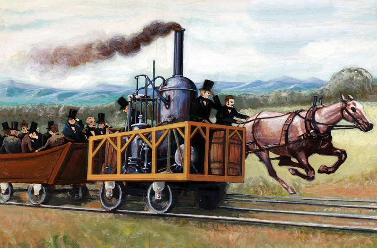 Поезда лошадка. Паровозы Англии 19 века. Паровоз Англия 19 век. Первый паровоз 19 века. Железная дорога Англия 19 век.