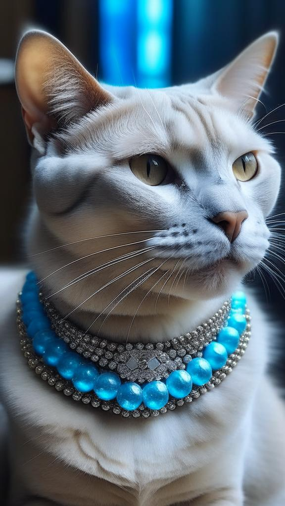Котик в ожерелье, сгенерировано ИИ