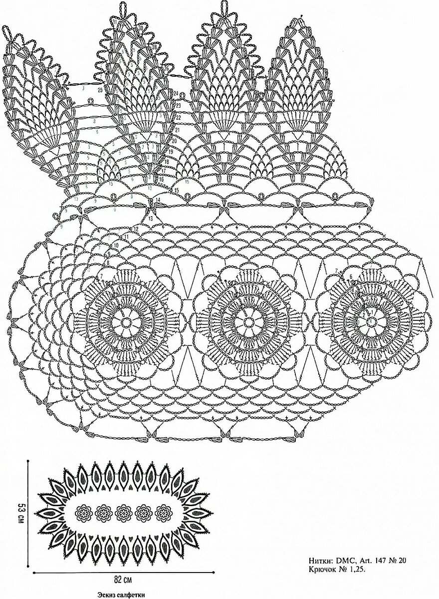 ажурная салфетка крючком схема