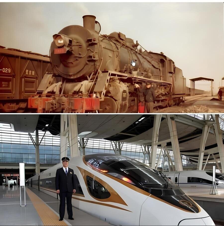 Развитие Китая за 25 лет: машинист на фото – один и тот же