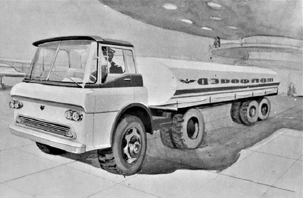 Эскиз грузового автомобиля ЗиЛ-Э169А. Иллюстрация © Татьяна Павловна Киселева