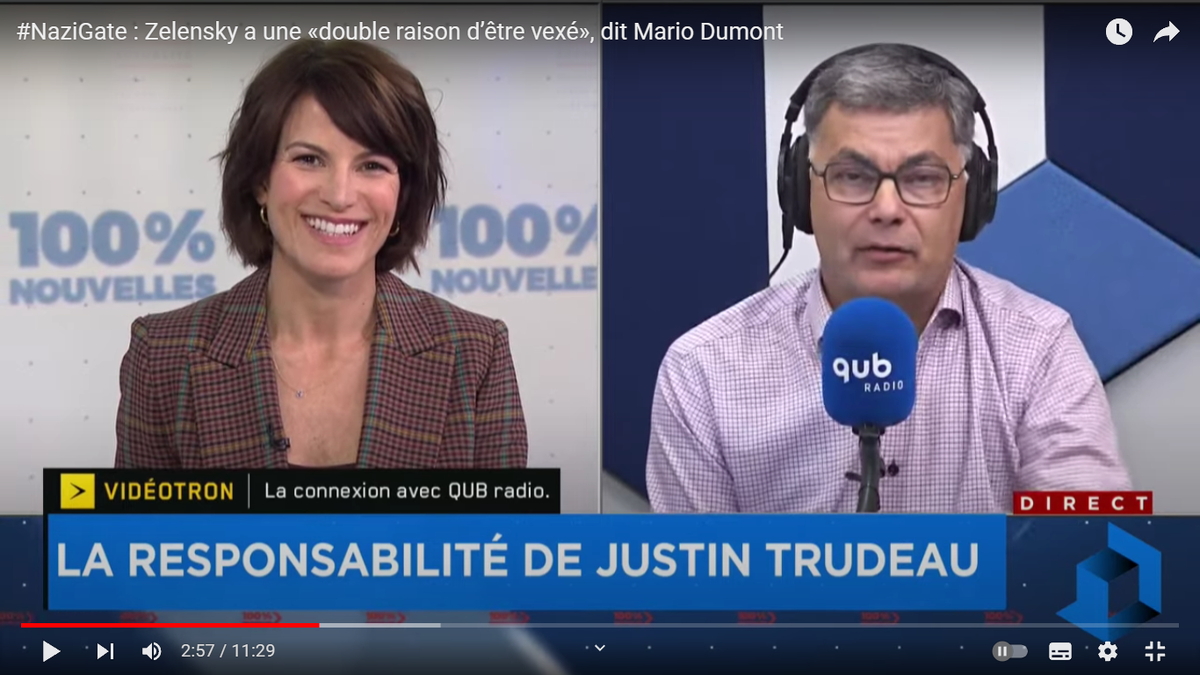 Марио Дюмон. Скриншот из передачи с канала QUB Radio с сайта YouTube