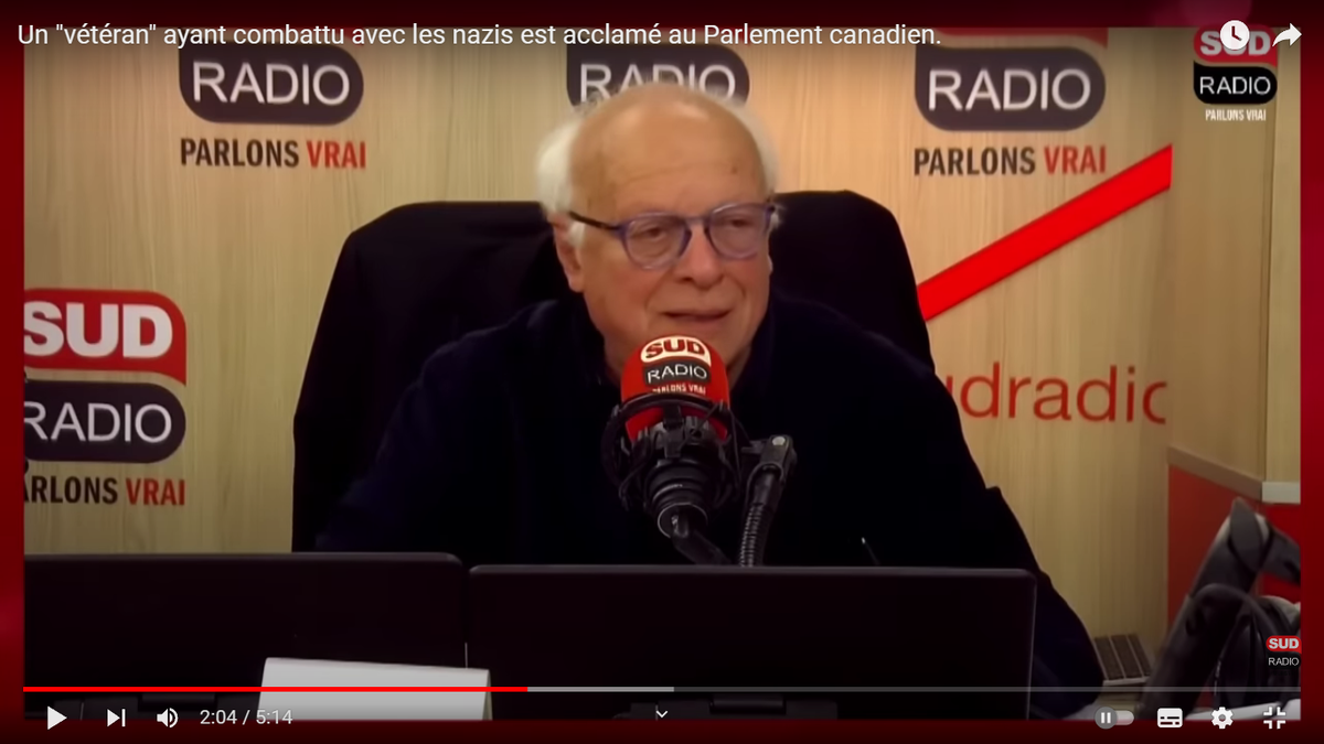 Андре Беркофф в эфире передачи. Скриншот из передачи с канала SudRadio в YouTube.