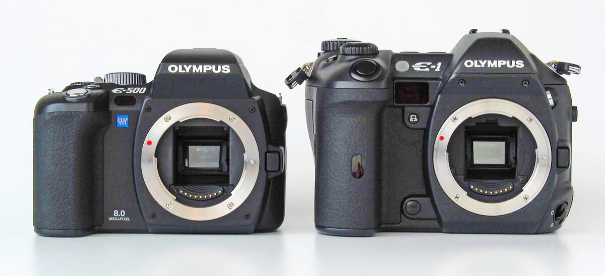 Olympus E-500 и Olympus E-1. Фото из интернета.