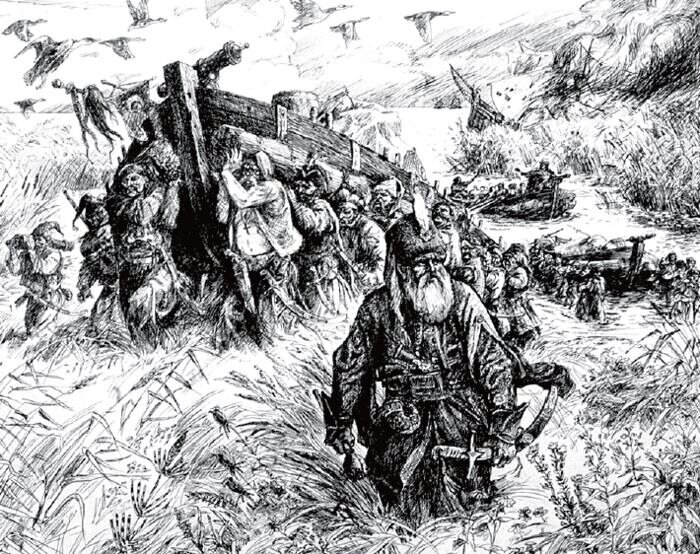 Казаки Ермака на Тагильском волоке.