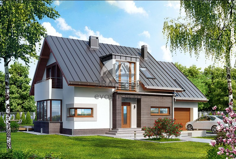 Проект дома 182 м2 с мансардой, гаражом и гаражом - 106-18