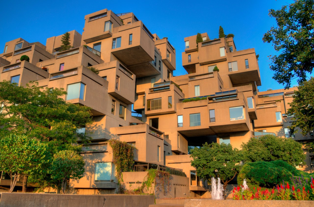 Необычные особенности. Жилой комплекс Habitat-67. Монреаль, Канада. Жилой комплекс Хабитат -67 в Монреале. Хабитат 67 Монреаль Канада. Моше Сафди. Хабитат 67, Монреаль.