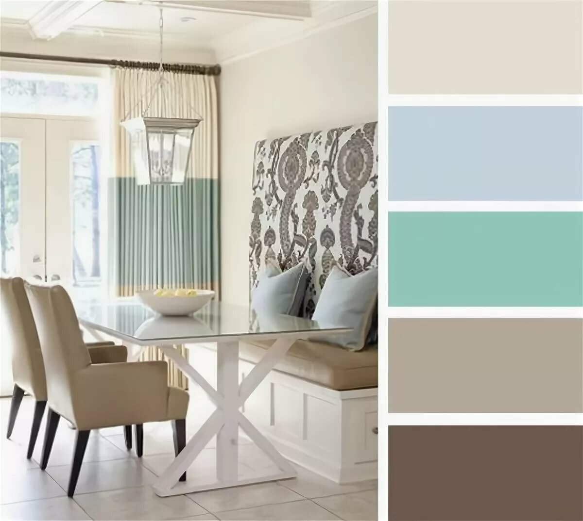 Bedroom in Aqua Chintz - Glidden paint color Blaues schlafzimmer, Wohnzimmer far