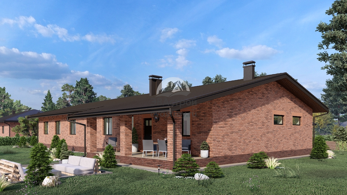 Проект одноэтажного жилого дома 251 м2 с гаражом и верандой - П227