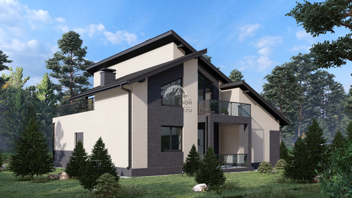 Проект двухэтажного дома 274 м2 с террасой - П220