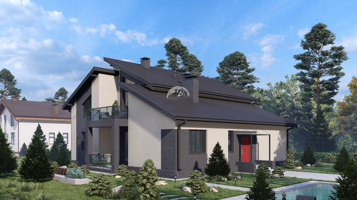 Проект двухэтажного дома 274 м2 с террасой - П220