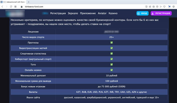 Неожиданно на сайте благотворительного фонда появились казино и ставки на спорт. Фото © isinbaeva-fund.com