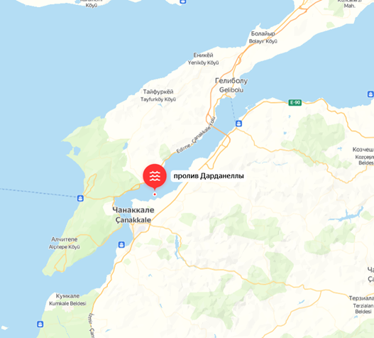 Полуостров Галлиполи и город Гелиболу. Яндекс.Карты