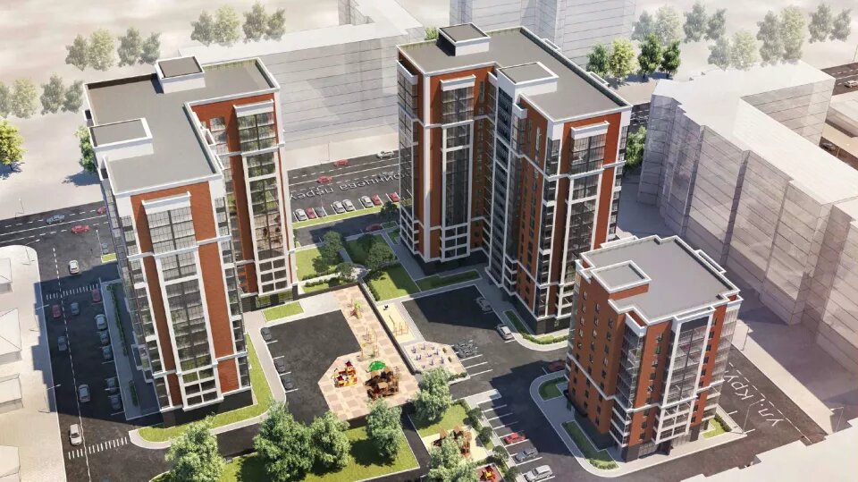 Визуализация первого варианта фасадов будущего здания на улице Шевченко, 135 Источник: "Структура"