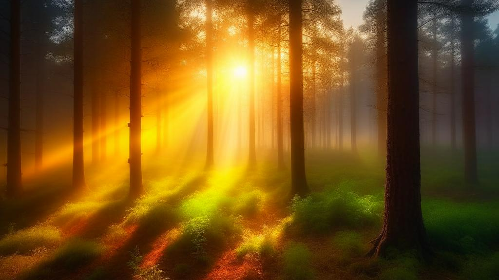 Рассвет в летнем лесу
