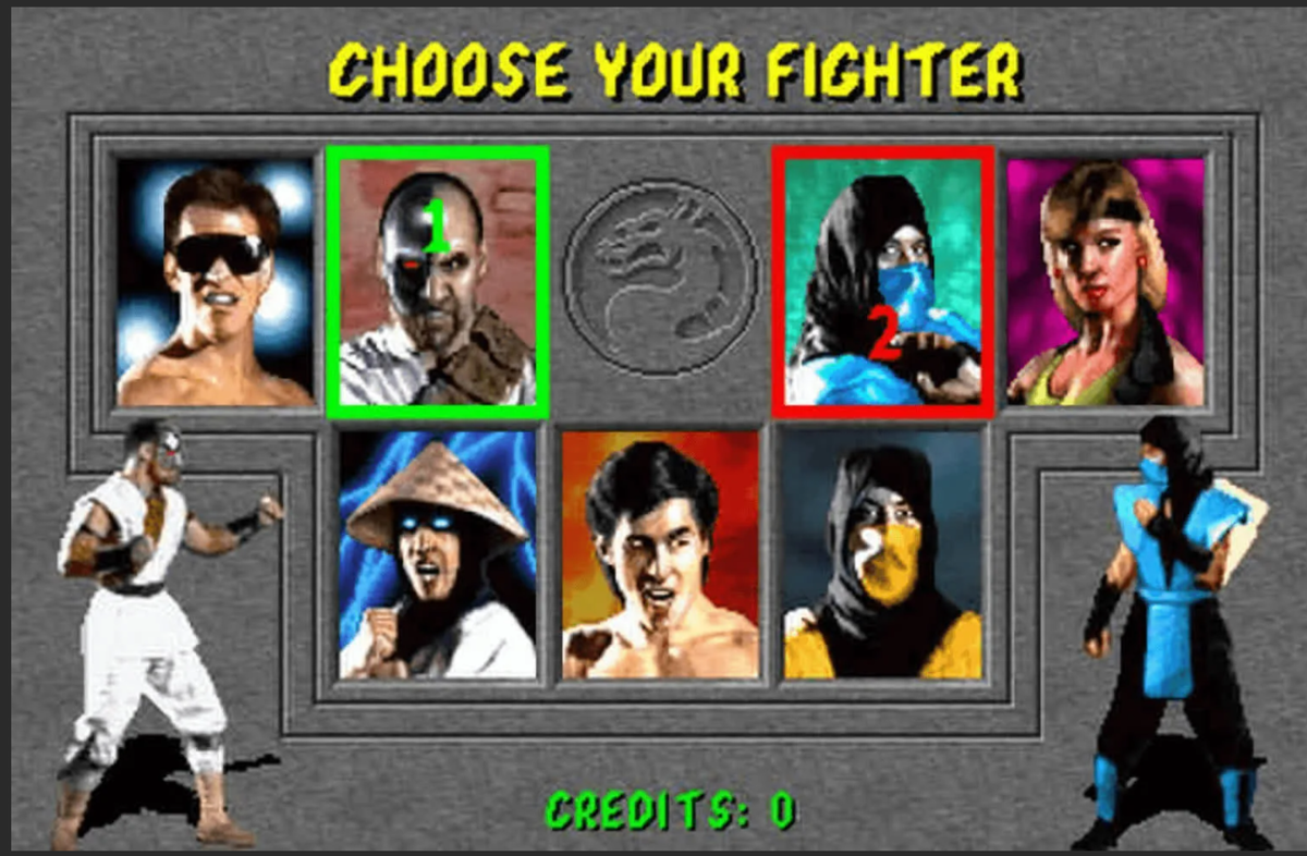 Мортал комбат 1 персонажи. Mortal Kombat 1992 choose your Fighter. Mortal Kombat 1 choose your Fighter. Mortal Kombat 1 character select.