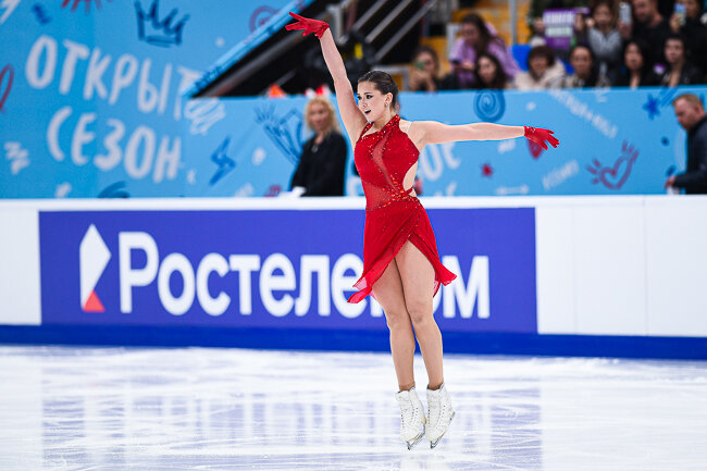 Камила Валиева на контрольных прокатах сборной России. Фото: пресс-служба ФФККР.