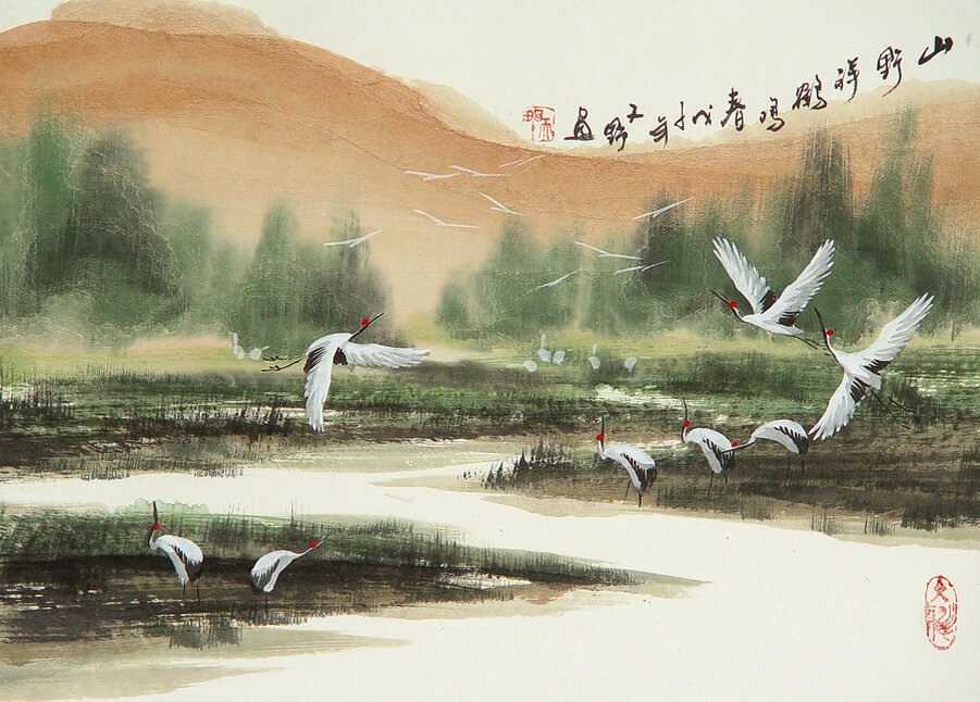 Асины журавли глава 11. Японский красноголовый журавль. Журавли живопись. Цуру журавли японии. Китайская живопись журавли.
