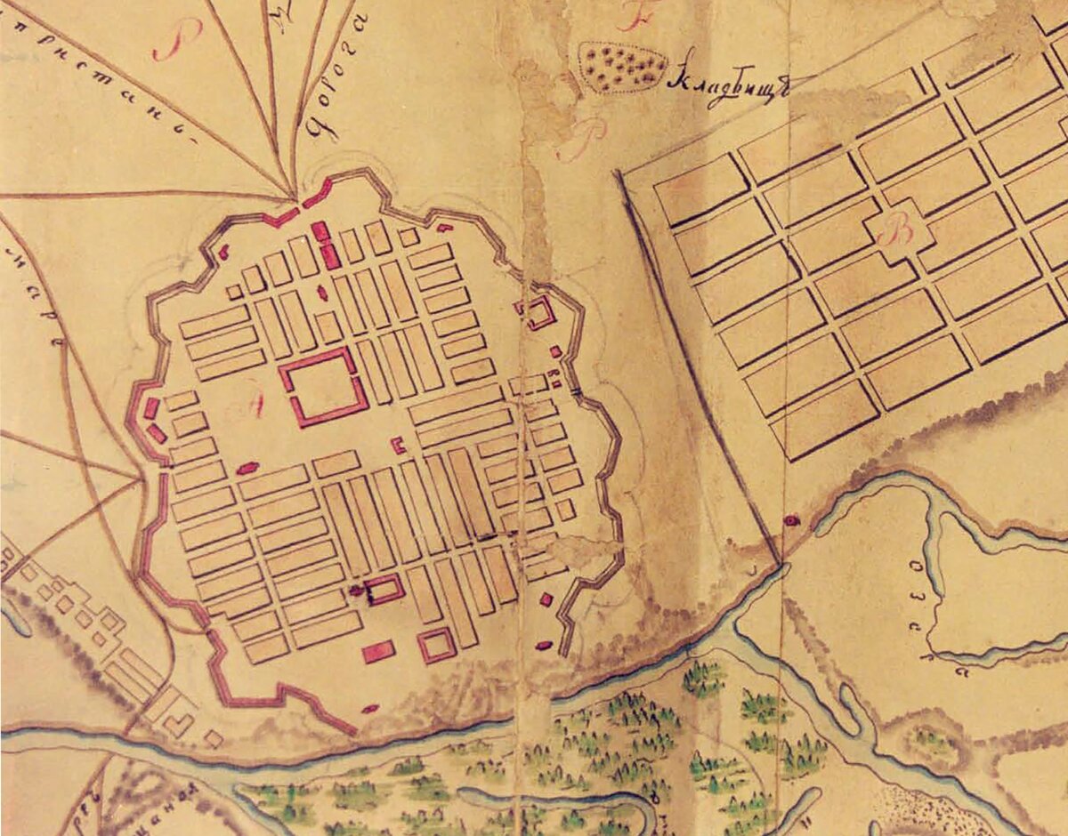Рис.2. План города Оренбург, 1788 г., Геометрический план выгонной земли г.Оренбурга