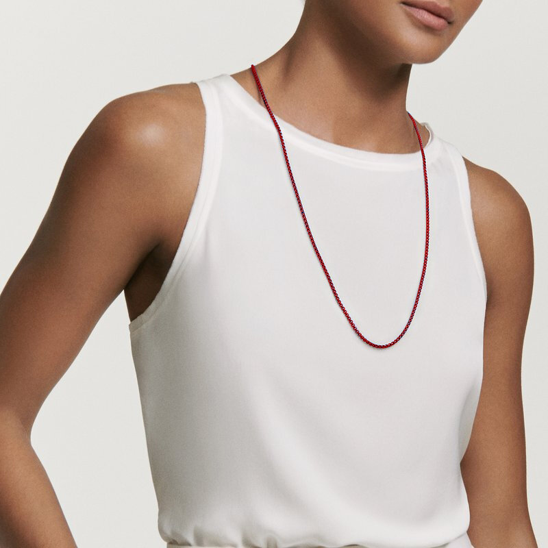 Колье David Yurman Bel Aire из стали, желтого золота и кораллового акрила