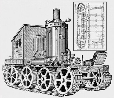 Паровоз для проселочных дорог с бесконечными рельсами Ф. Блинова