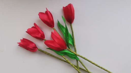 Làm hoa tulip bằng giấy nhún đơn giản và đẹp giống hoa thật - YouTube