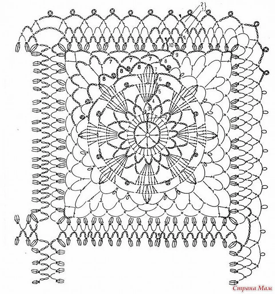 Мотивы для вязания крючком квадратные мотивы схемы