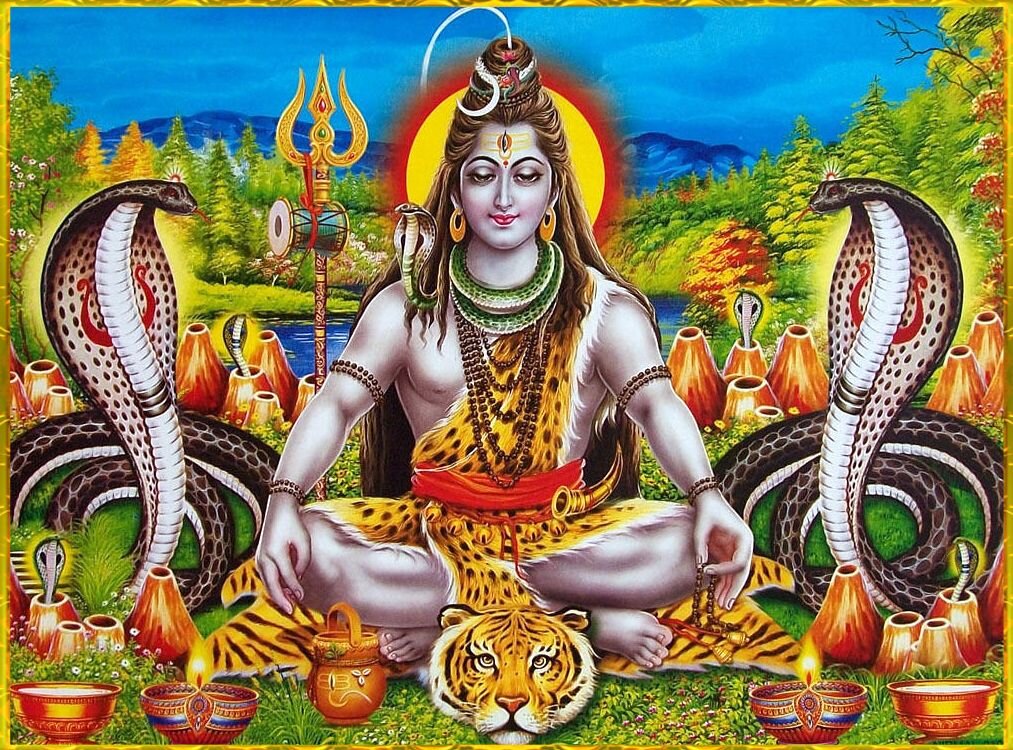 Шива и Наги, пикник на берегу водоёма