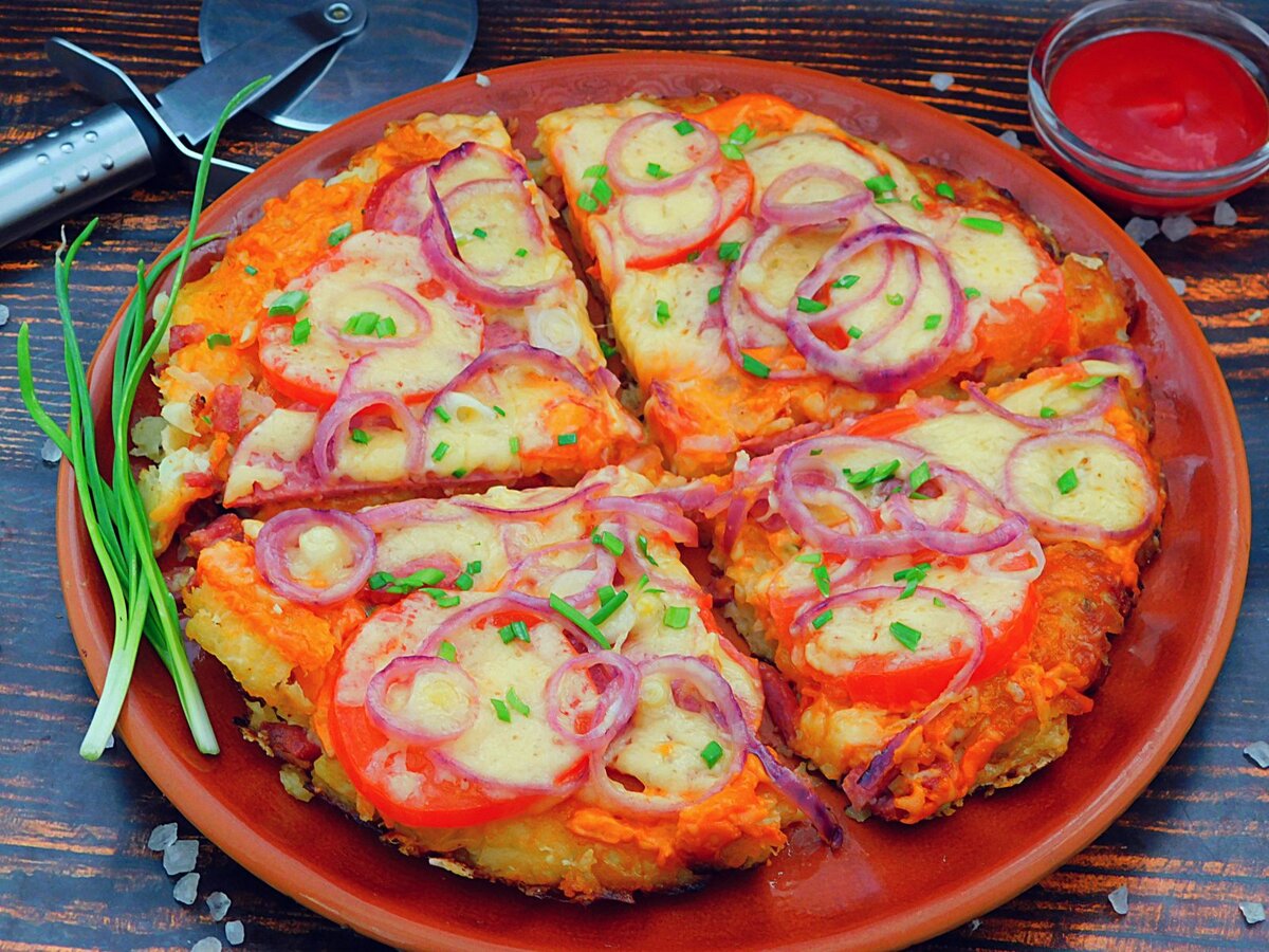 Пицца на картофельном тесте за 10 минут