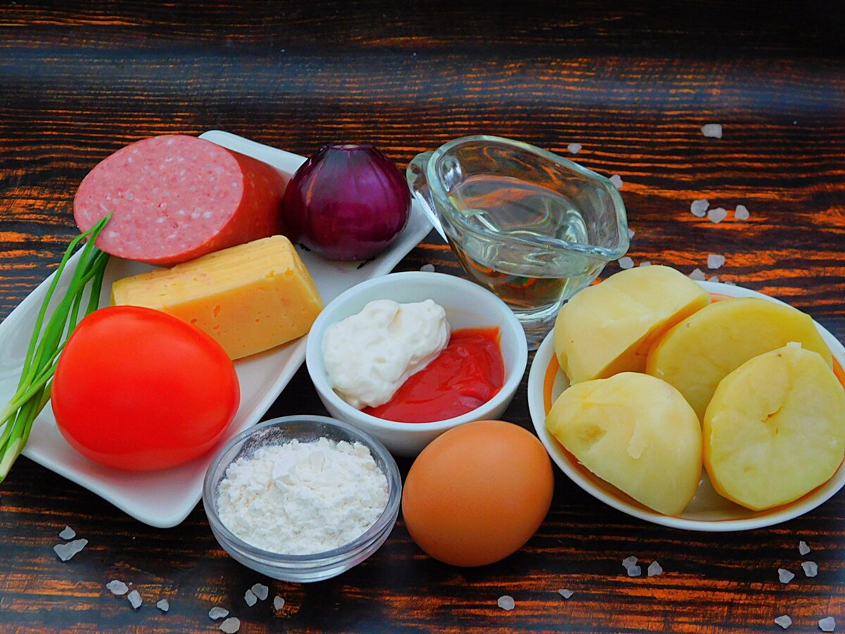 Ингредиенты необходимые для приготовления пиццы на картофельном тесте за 10 минут