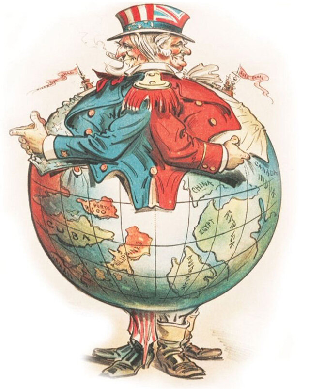 Англо-американский передел мира. Карикатура из британского журнала 