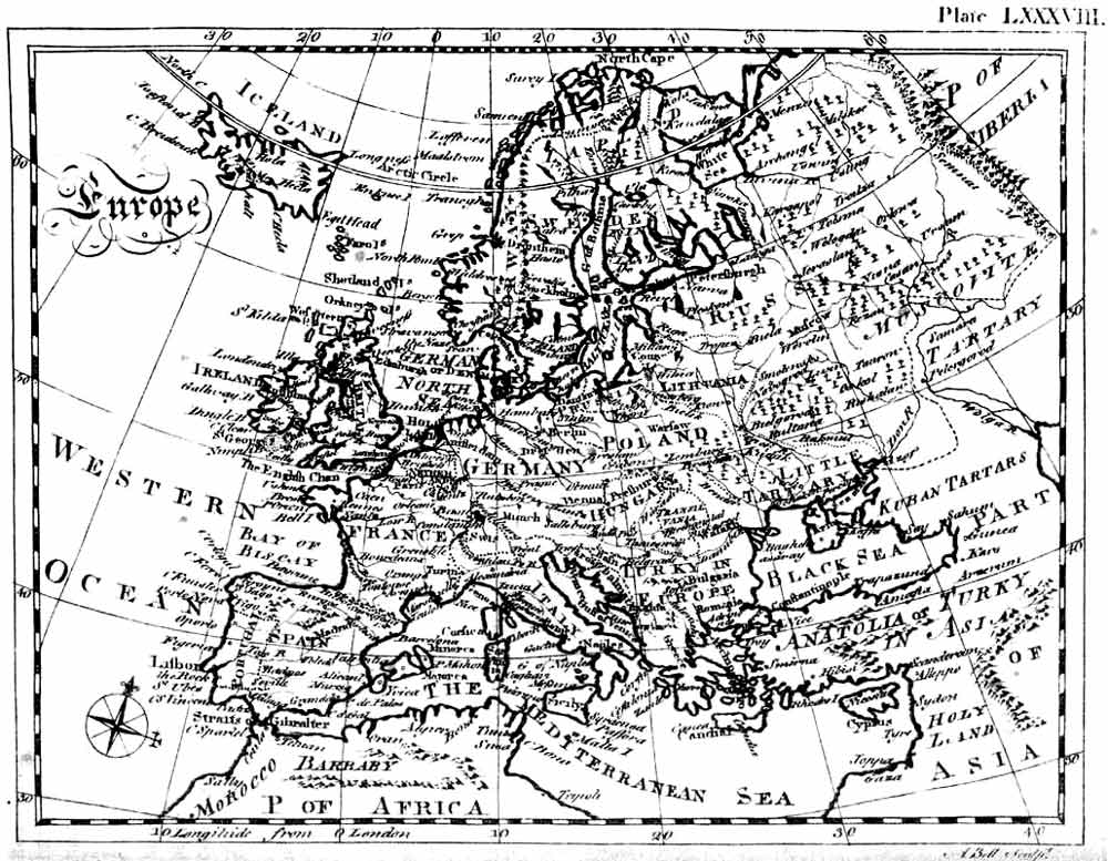 карта Европы энциклопедия Британика 1771 г. 
