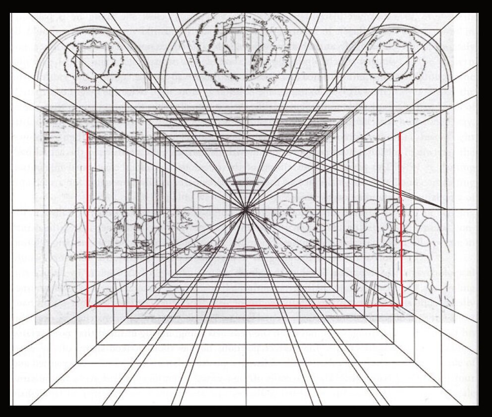 Перспектива схема. Леонардо да Винчи перспектива. Линейная перспектива Леонардо да Винчи. Леонардо да Винчи Тайная вечеря перспектива. Перспектива в картинах Леонардо да Винчи.