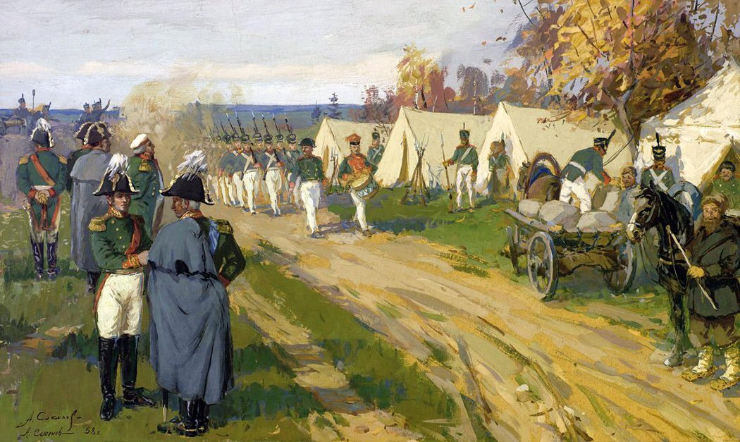 Семенов А.Н. Соколов А. Рисунок. Тарутинский лагерь русской армии. 1958 г. // Музей-панорама «Бородинская битва»
