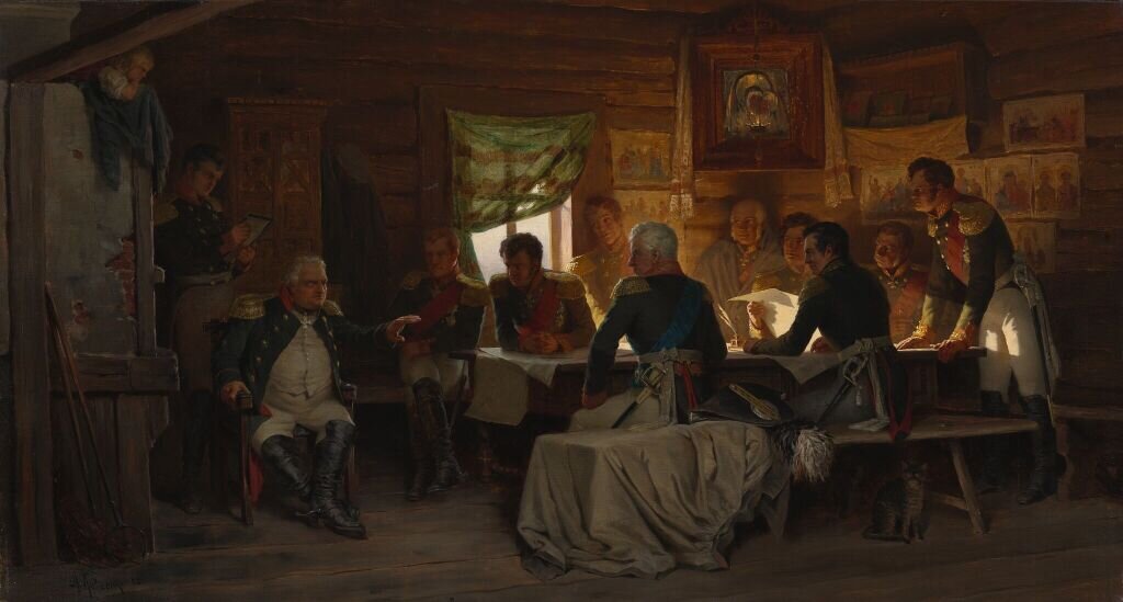Кившенко А.Д. Военный совет в филях в 1812 году. 1882 г. // Государственная Третьяковская галерея