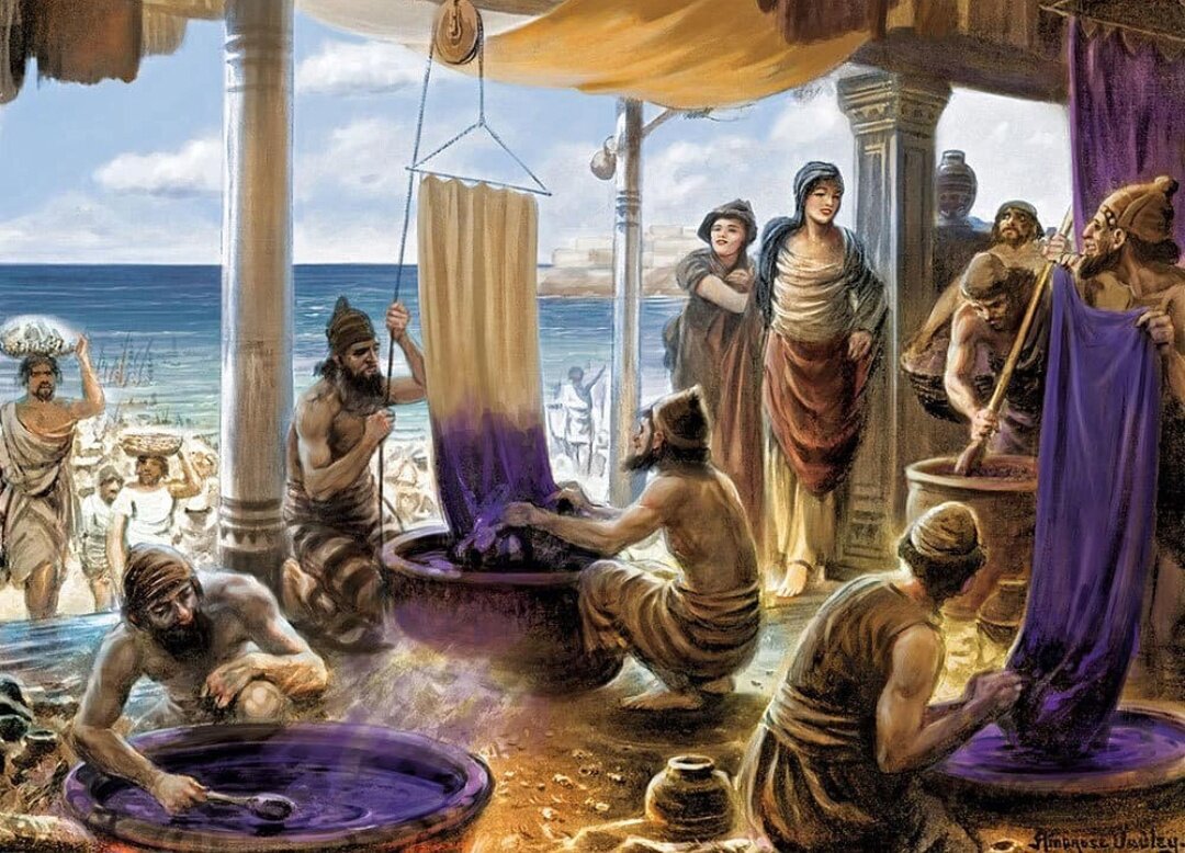 Покраска тканей в пурпурный цвет