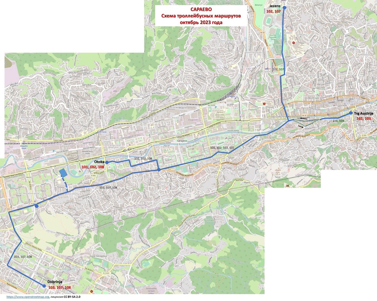 Схема троллейбусных линий