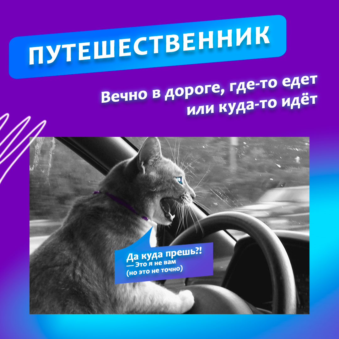 Вечно в дороге, где-то едет или куда-то идёт.