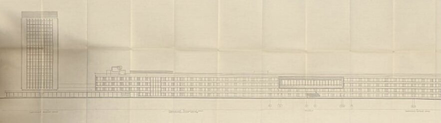 Завод «Хроматрон». Проект. Развертка комплекса вдоль Щелковского шоссе. 