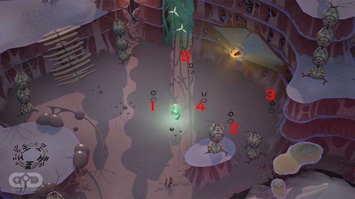 ✅Вы впервые столкнетесь с головоломками с символами Cocoon на раннем этапе, и эти странные глифы являются ключом к продвижению вперед и завершению игры. Видите ли, Cocoon — полностью визуальная игра.-8