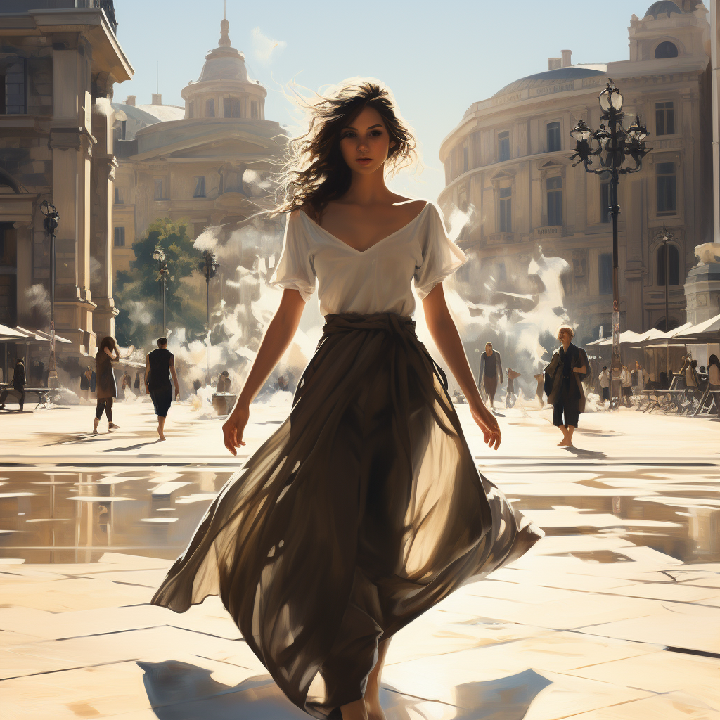 Марина танцует на городской площади