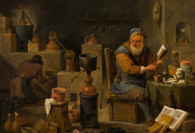 Средневековый алхимик, предположим, что Елисей Бомелий. Из открытых источников