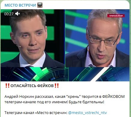 ФОТО: СКРИНШОТ HTTPS://T.ME/MESTO_VSTRECHI_NTV