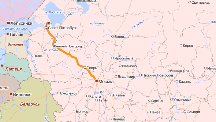 Карта россии москва санкт петербург