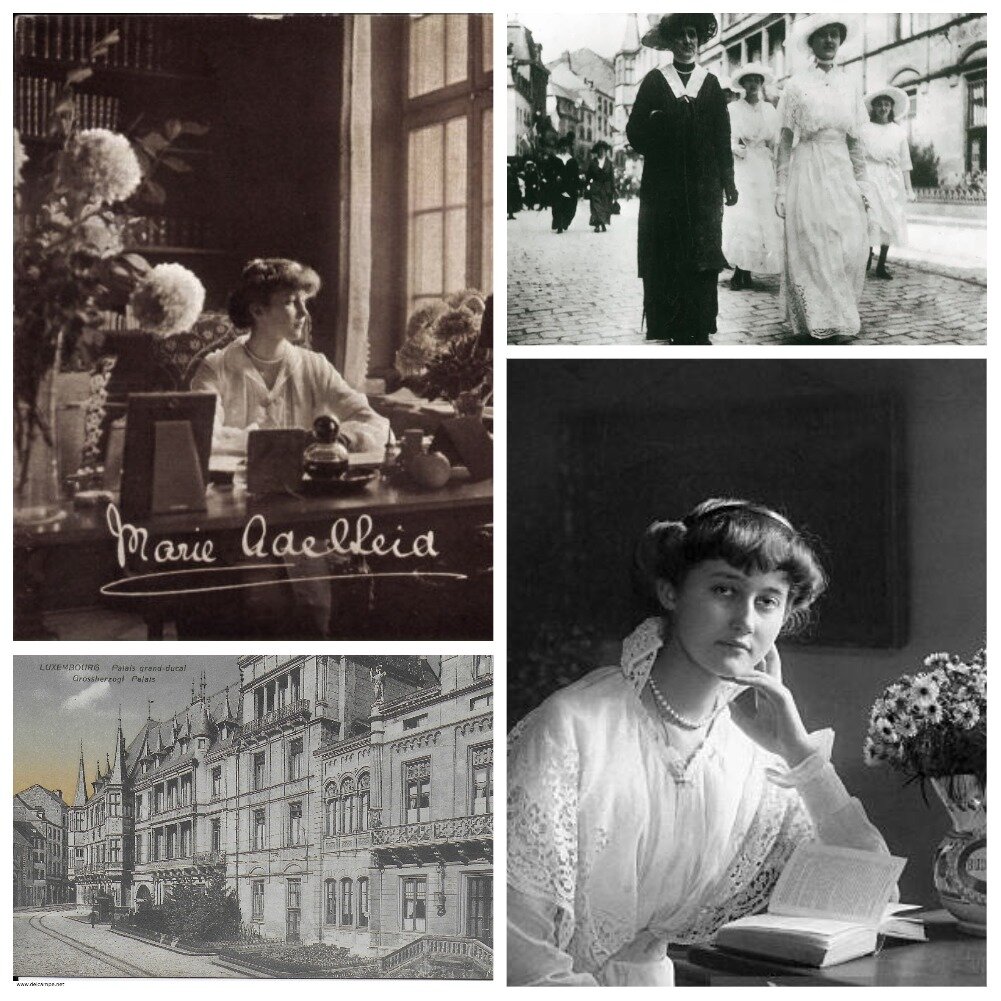 Мария Аделаида с матерью и сестрами в Люксембурге. Дворец герцогов в Люксембурге.